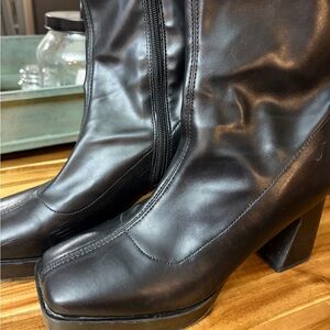 Sleek Platform Black Boots Booties